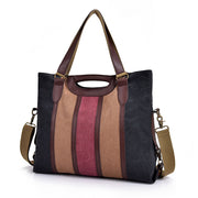 Large Canvas Striped Handbag for Women (Model: L-122)