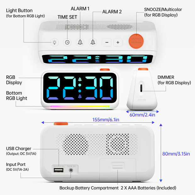Digital Alarm Clock with Night Light with Europlug (Model: TX5)