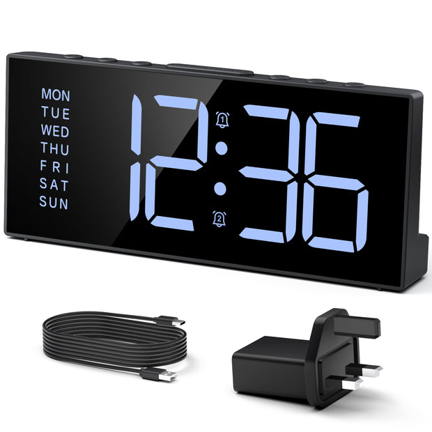 Digital Bedside Alarm Clock with Large Digits with UK Plug (Model: G11)