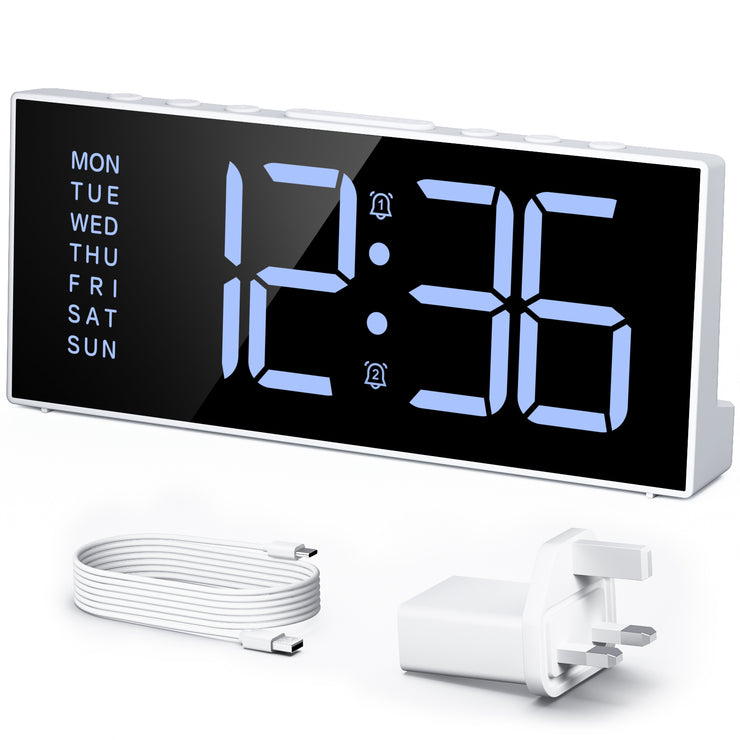 Digital Bedside Alarm Clock with Large Digits with UK Plug (Model: G11)