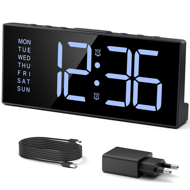 Digital Bedside Alarm Clock with Large Digits with Europlug (Model: G1 ...