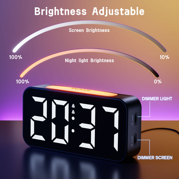 Large LED Display Night Light Alarm Clock with Europlug (Model: 8010B)