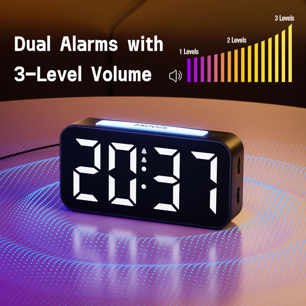 Large LED Display Night Light Alarm Clock with Europlug (Model: 8010B)