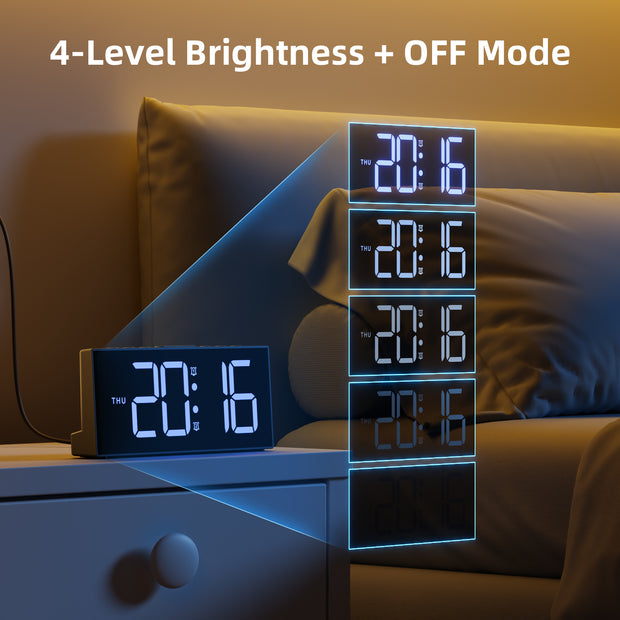 Digital Bedside Alarm Clock with Large Digits with UK Plug (Model: G11)