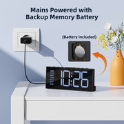 Digital Bedside Alarm Clock with Large Digits with Europlug (Model: G11)