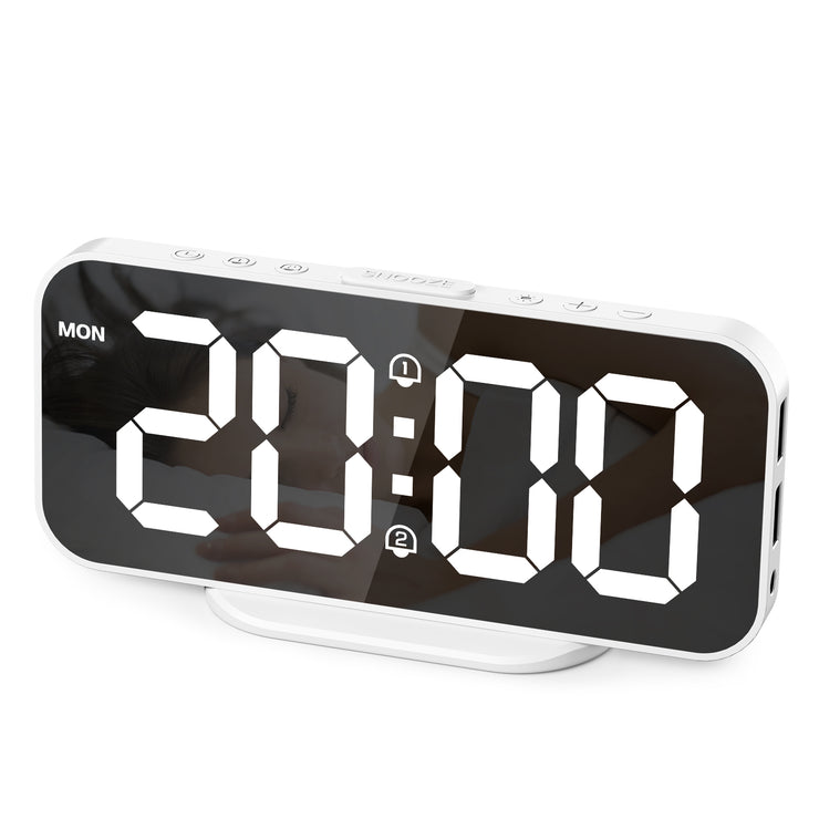 Digital Alarm Clock with Large Mirror LED Display with Europlug (Model: 8821)