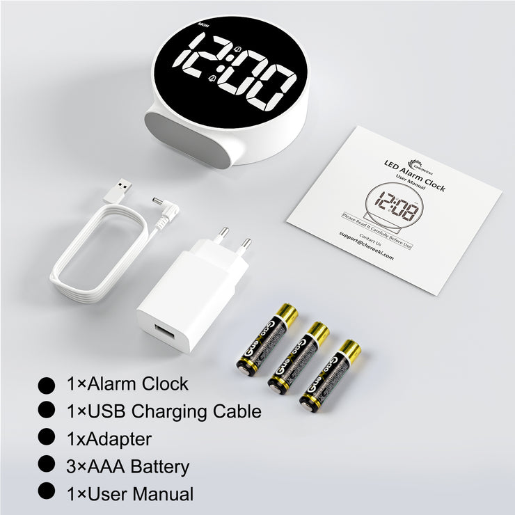 Modern Digital LED Bedside Alarm Clock with Europlug (Model: 8816)