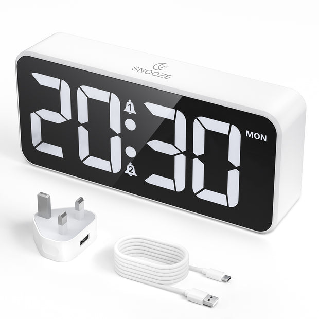Mains Powered Alarm Clock with UK Plug (Model: E13)