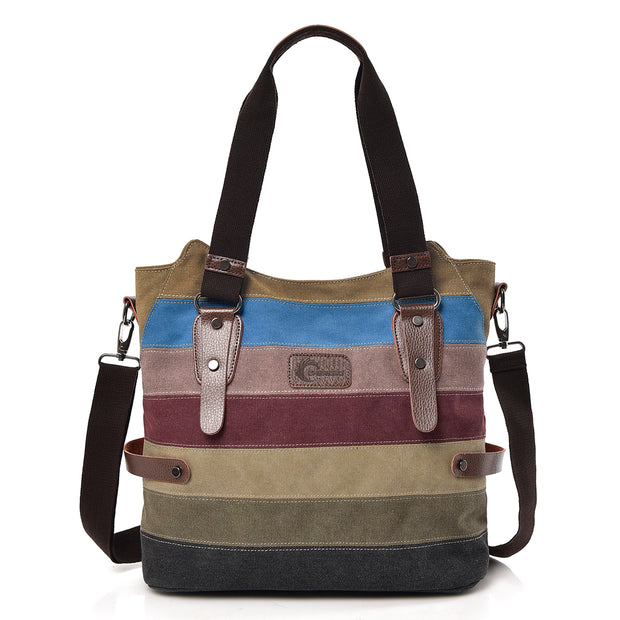 Multi-Color Canvas Women's Handbag (Model: L-045)