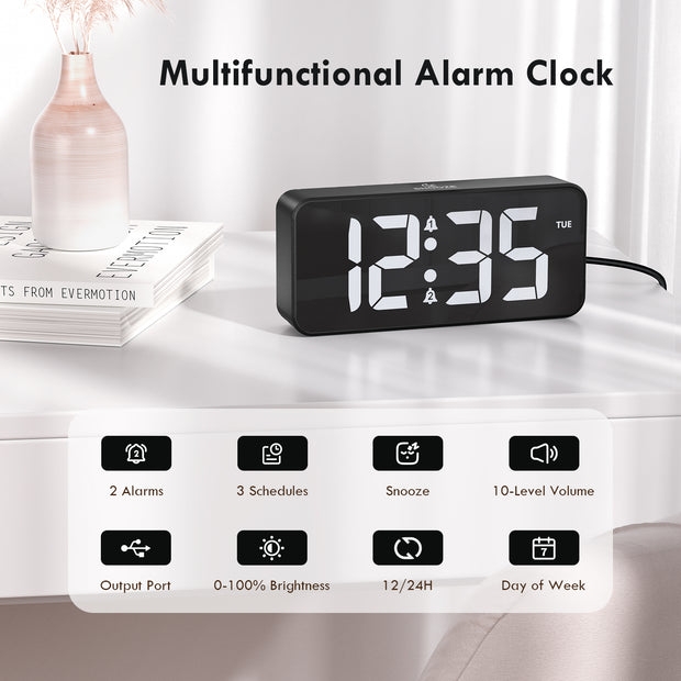 Mains Powered Alarm Clock with UK Plug (Model: E13)