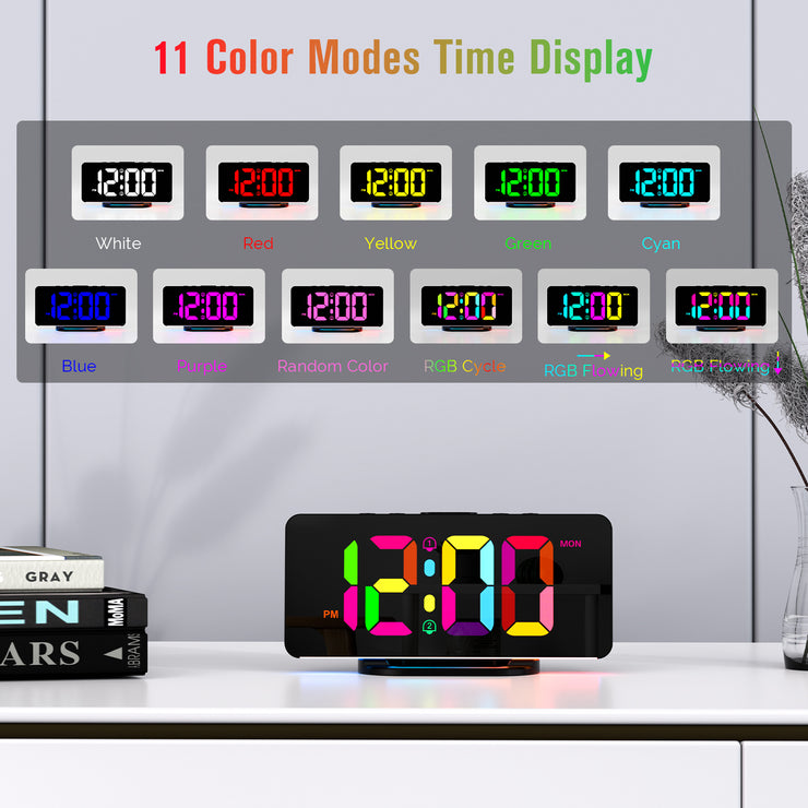 Mains Powered Alarm Clock with RGB Night Light with UK Plug (Model: 8822)