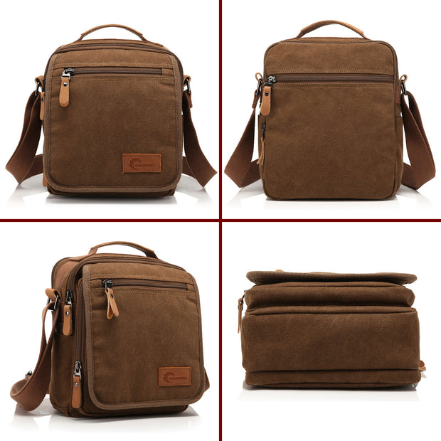 Canvas Shoulder Bag Messenger Bag with Multiple Pockets (Model: ML-003)