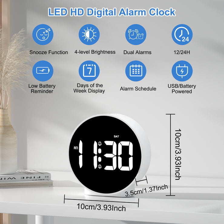 Modern Digital LED Bedside Alarm Clock with Europlug (Model: 8816)