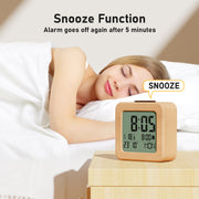 Wooden Battery-Operated Bedside Alarm Clock (Model: 2119)