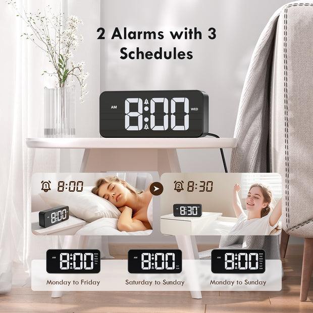 Mains Powered Alarm Clock with UK Plug (Model: E13)