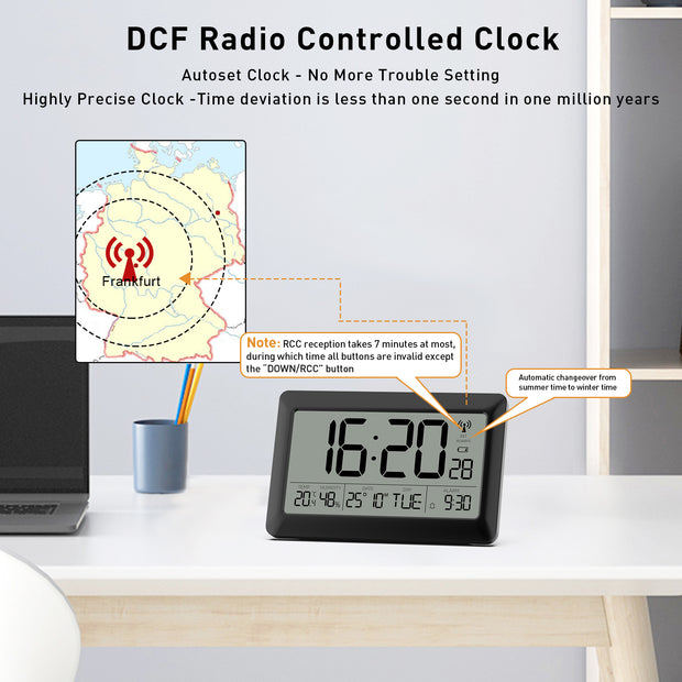 Radio-Controlled Wall Clock (Model: E0388)