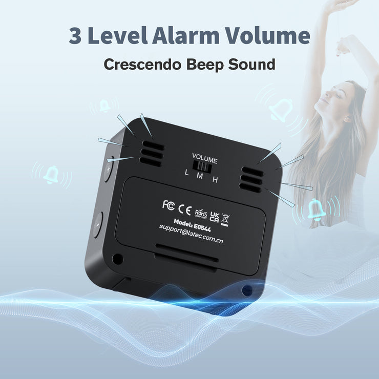 Battery-Powered Bedside Alarm Clock (Model: E0544)