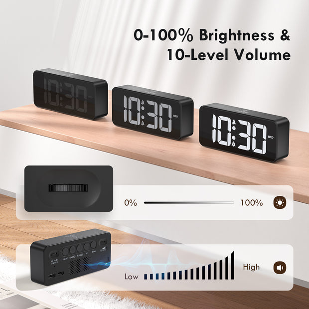 Mains Powered Alarm Clock with UK Plug (Model: E13)