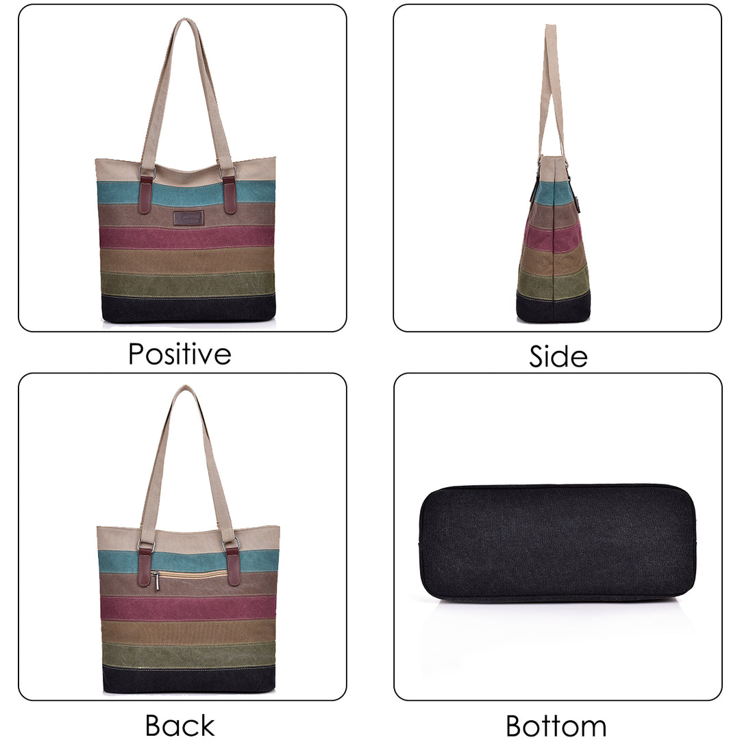 Striped Canvas Tote Bag for Women (Model: L-095) – CHEREEKI