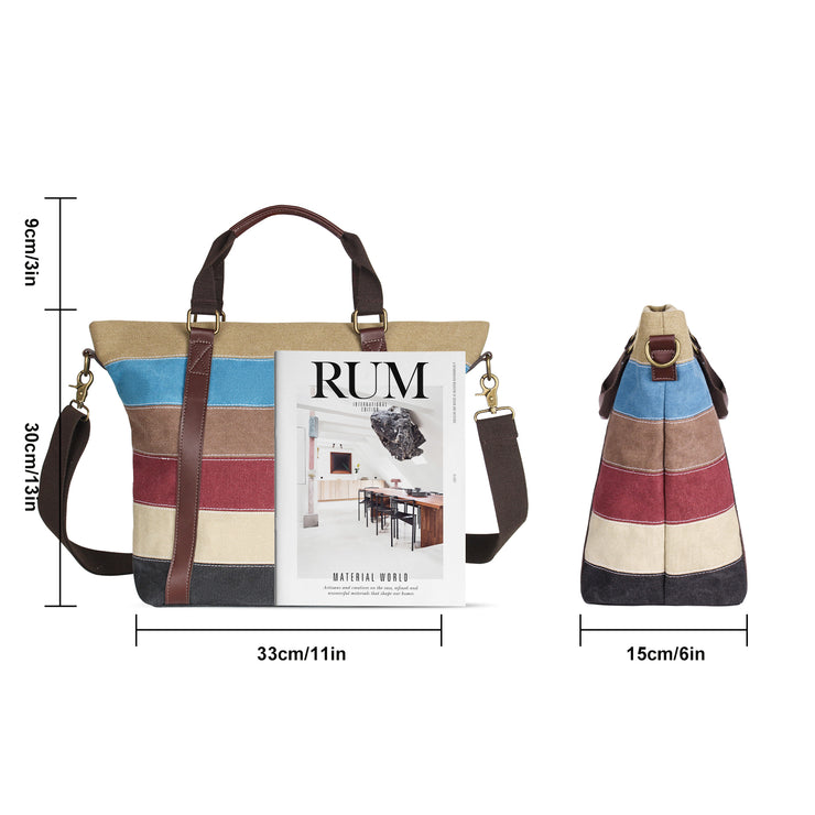 Striped Canvas Handbag for Women (Model: L-123)