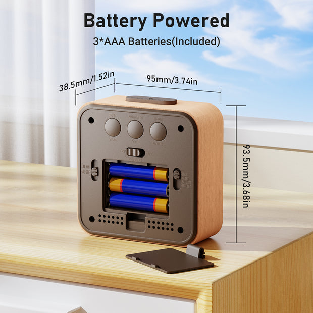 Wooden Battery-Operated Bedside Alarm Clock (Model: 2119)