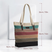 Women's Striped Canvas Tote Bag (Model: L-096)