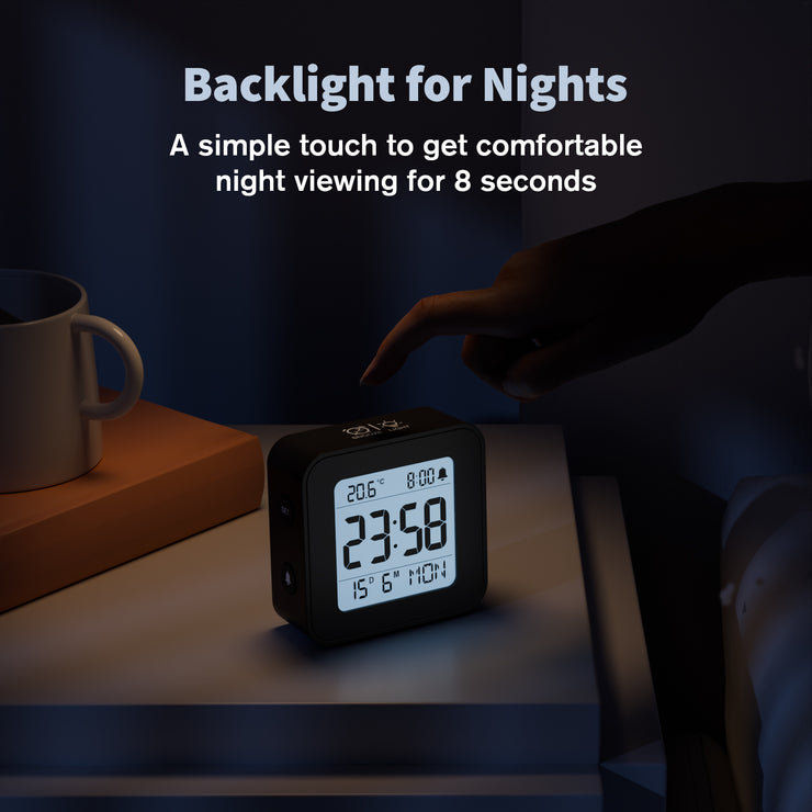 Battery-Powered Bedside Alarm Clock (Model: E0544)