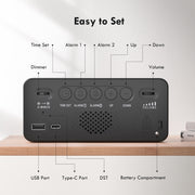 Mains Powered Alarm Clock with UK Plug (Model: E13)