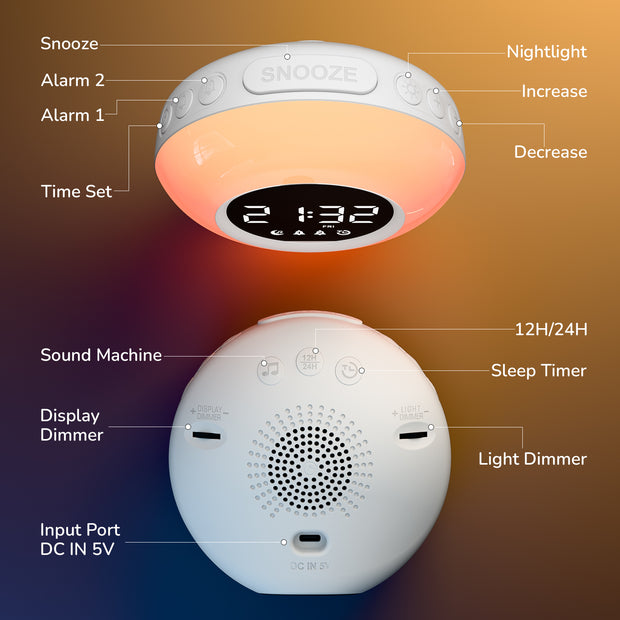 Children's Alarm Clock with RGB Nightlight with Europlug (Model: EM5)