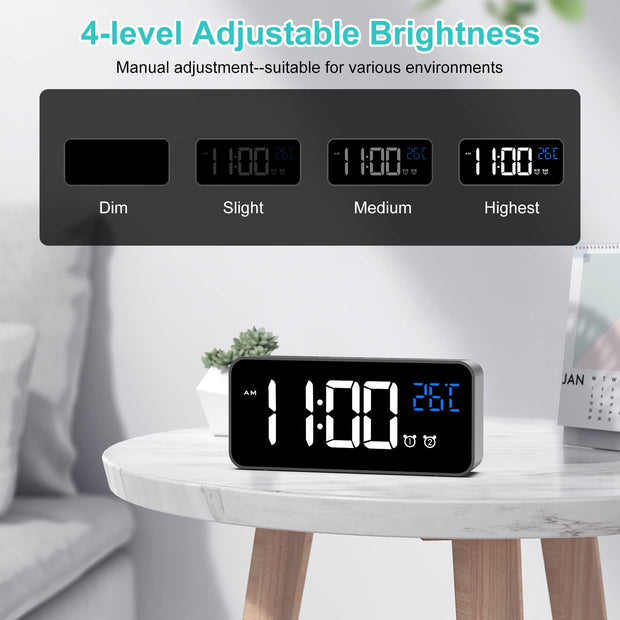 LED Digital Alarm Clock with Temperature Display with Europlug (Model: 8808-1)